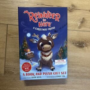 Christmas Story Book & Plush Reindeer Gift Set For Kids "Reindeer In Here" NEW
